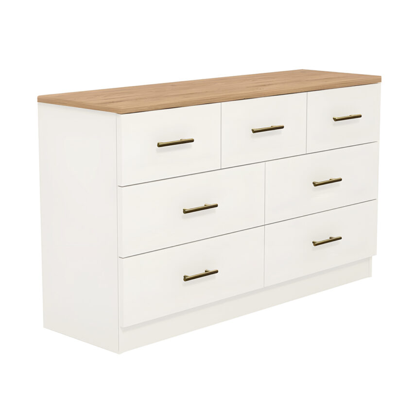 Cómoda Harmony 7 Cajones Blanco y Duna