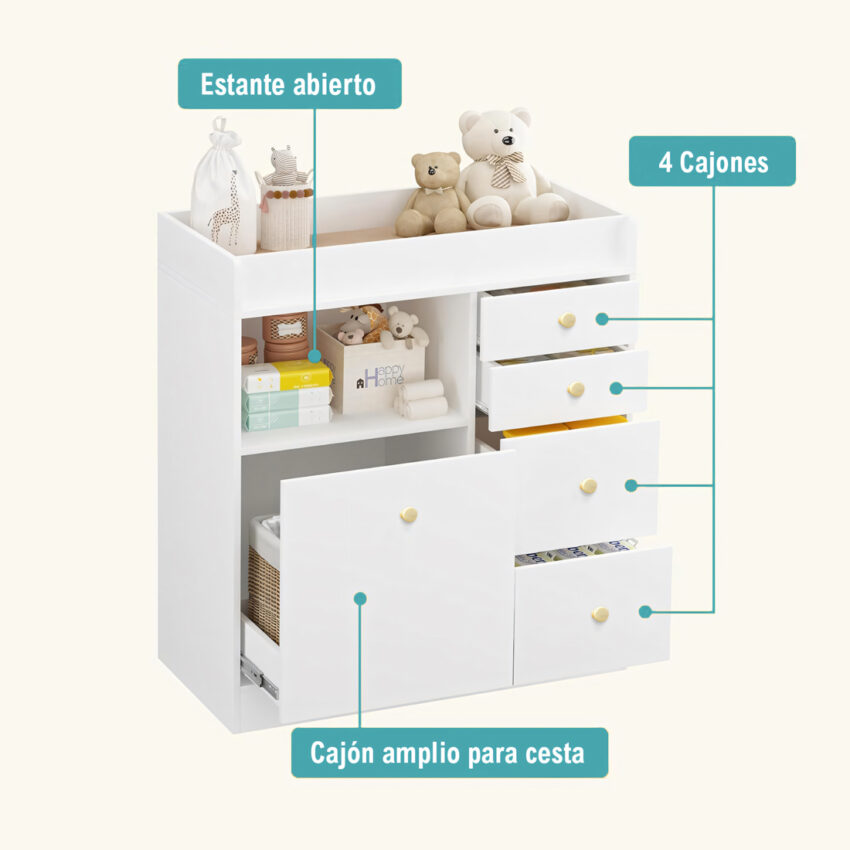 Cómoda de bebe Nube Blanco