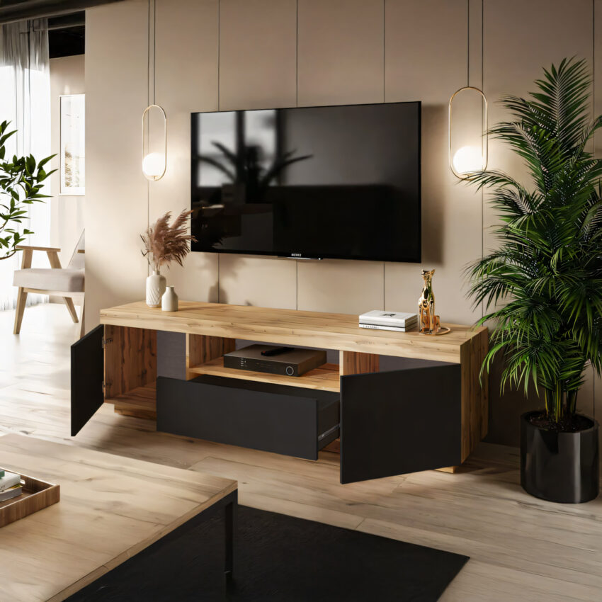 mesa para tv oslo negro y duna