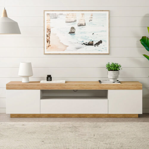mesa para tv alba blanco y duna